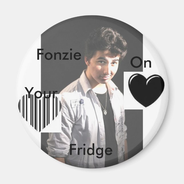 FONZIE2, hjärta, ggg, Fonzie, On, Your, Fridge Magnet (Framsidan)