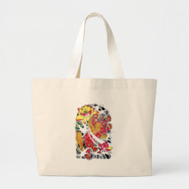 Foo Dog & Lotus Tattoo Design Jumbo Tygkasse
