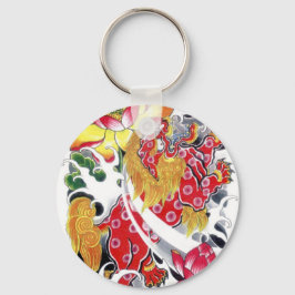Foo Dog & Lotus Tattoo Design Nyckelring