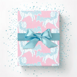 Foo Dog Waltz in Pink and Aqua Presentpapper