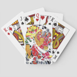 Foo Hund & Lotus Tatuering Design Casinokort