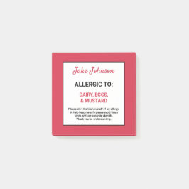 Food Allergy Alert Personlig Red Restaurant Post-it Block