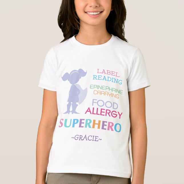 Food Allergy Alert Superhjälte Girls Shirt Tröja (Framsida)