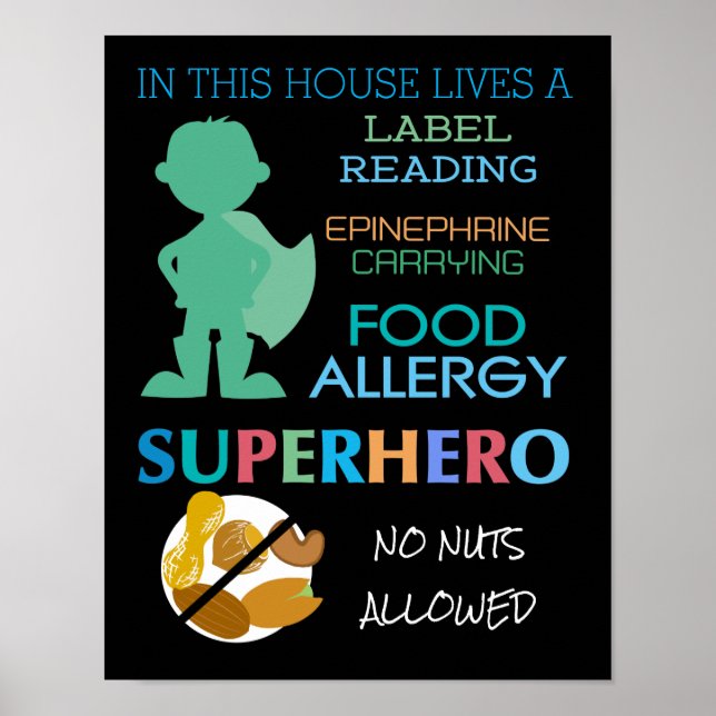 Food Allergy Superthea No Nöt Allowed Boys Poster (Framsidan)