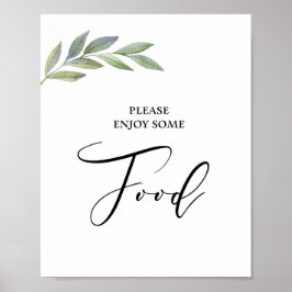 Food Bord Sign Olive Löv Greenery Bröllop Poster