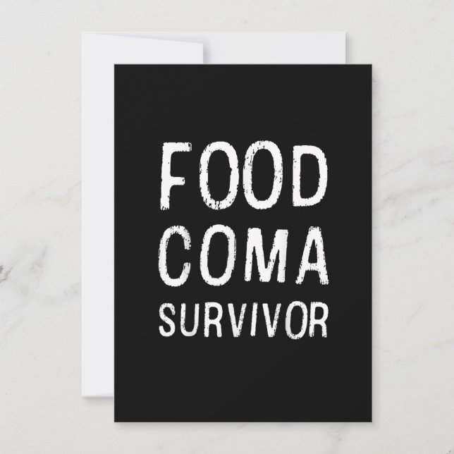Food Coma Survivor Clever Funny Humor Thanksgiving Inbjudningar (Framsida)