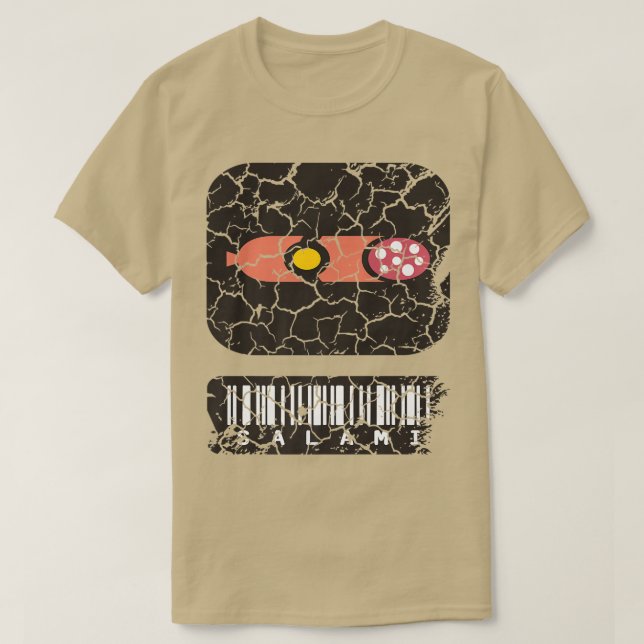 Food Cooking Foodie Salami Distress T Shirt (Design framsida)
