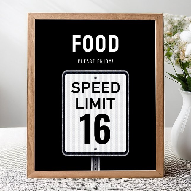 Food corner sign 16th Birthday Speed Limit  Poster (Skapare uppladdad)