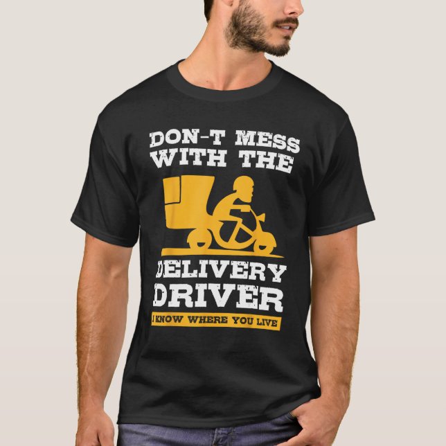 food delivery driver costume for courier service w t shirt (Framsida)
