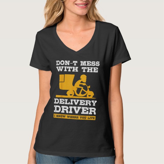 food delivery driver costume for courier service w t shirt (Framsida)