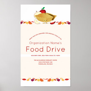 Food Drive Organisation Namn Löv Paj Tecknad Poster