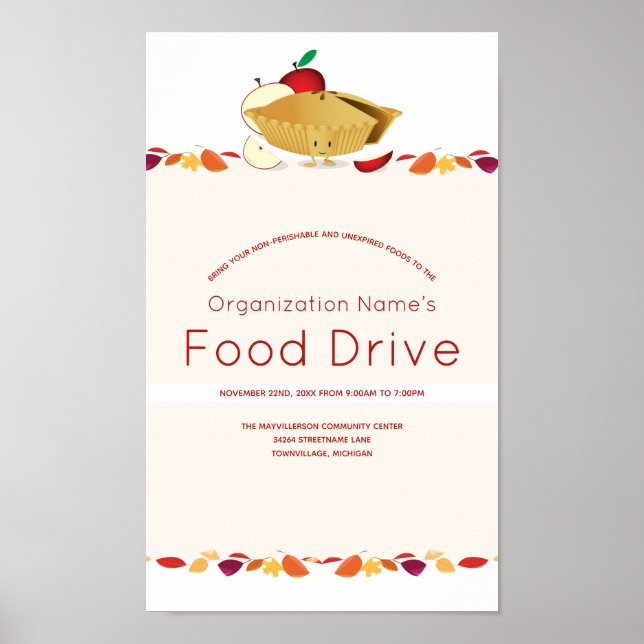 Food Drive Organisation Namn Löv Paj Tecknad Poster (Framsidan)