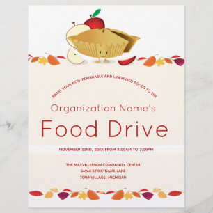 Food Drive Organisation Namn Löv Tecknad Paj Reklamblad