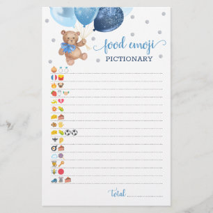 Food Emoji Pictionary Game Blue Silver Nalle