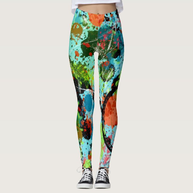 Food Fight Graffiti Abstrakt Leggings (Framsida)