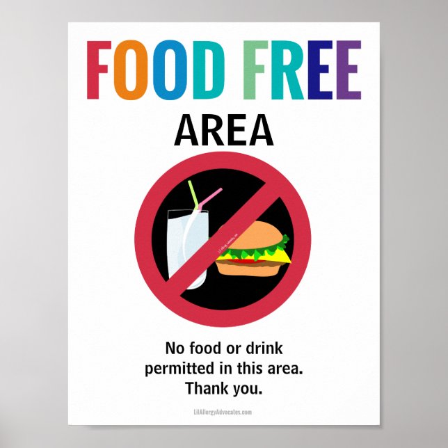 Food Free Area Classroom Customized Allergy School Poster (Framsidan)