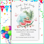 Food Friends Family Birthday Barbecue Watermelon Inbjudningar<br><div class="desc">Blockinbjudan på födelsedagen med frasen "mat,  vänner,  familj" med ett utsökt vattenmelontema.</div>