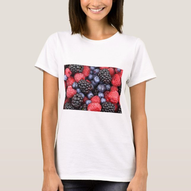 Food Fruit Berries Mönster Tee Shirt (Framsida)