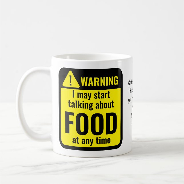 Food Funny Personalized Warning Kaffemugg (Vänster)