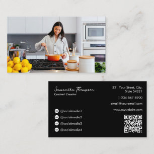Food Influencer Innehåll Creator Photo QR-kod Visitkort