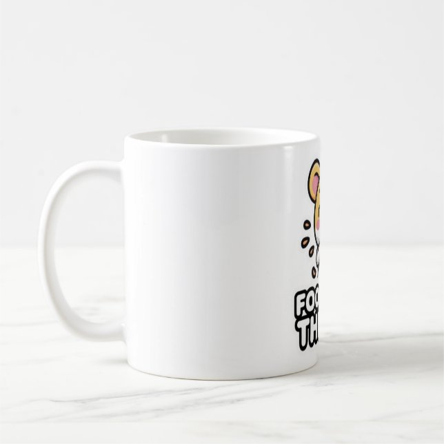 Food Is My Therapy Funny Coffee Mug – Cute Kawaii  Kaffemugg (Vänster)