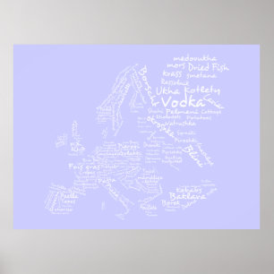 Food Karta of Europe (Lilac) Poster