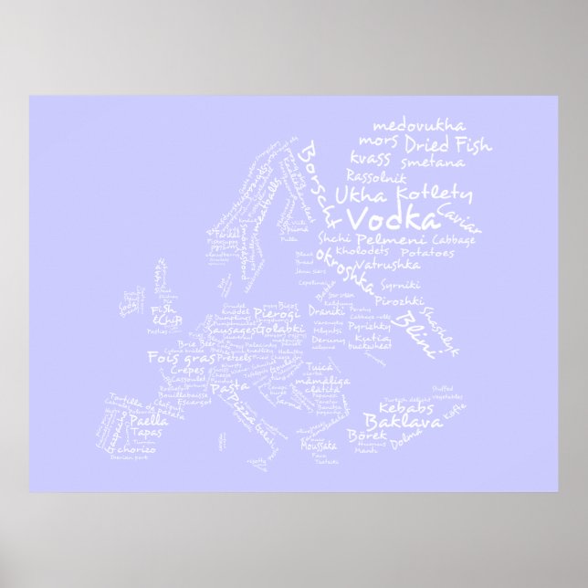 Food Karta of Europe (Lilac) Poster (Framsidan)