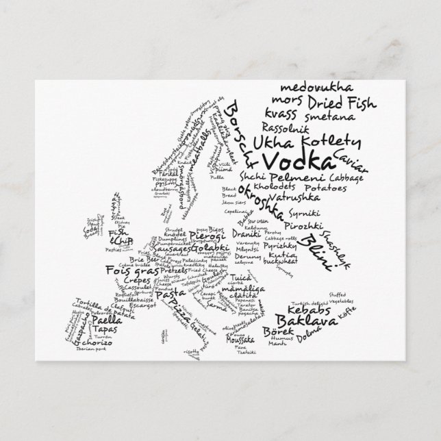 Food Karta of Europe Vykort (Framsida)