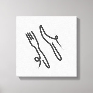 Food knivar och gaffel, modern grått och vit canvastryck