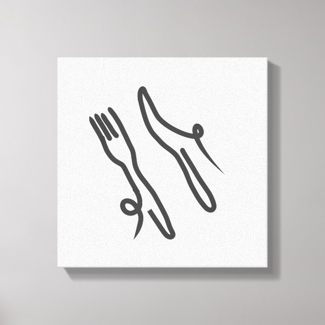 Food knivar och gaffel, modern grått och vit canvastryck (Framsida)