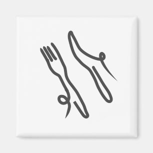 Food knivar och gaffel, modern grått och vit magnet