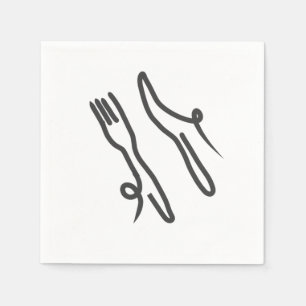 Food knivar och gaffel, modern grått och vit pappersservett