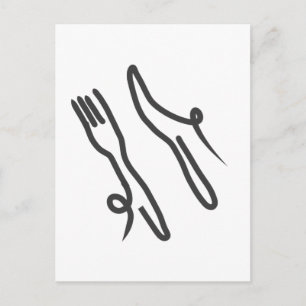 Food knivar och gaffel, modern grått och vit vykort
