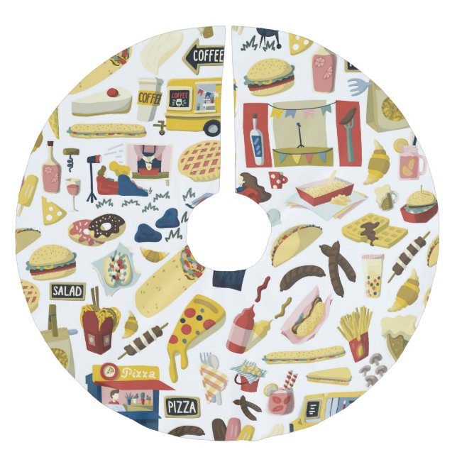 Food Lastbil Fest: Tecknad Mönster Julgransmatta Borstad Polyester (Framsidan)