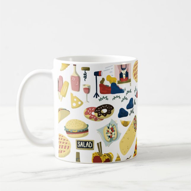 Food Lastbil Fest: Tecknad Mönster Kaffemugg (Vänster)