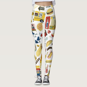 Food Lastbil Fest: Tecknad Mönster Leggings