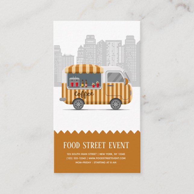 Food lastbil street cappuccino kaffe visitkort (Framsida)