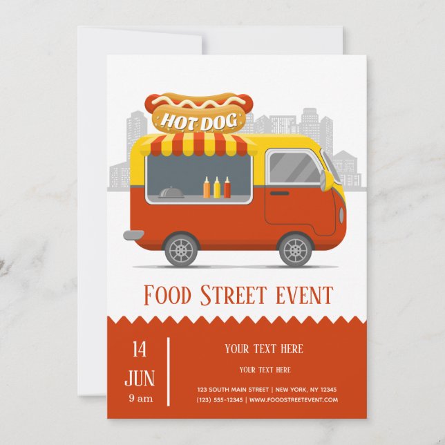 Food lastbil street Hotdog Inbjudningar (Framsida)