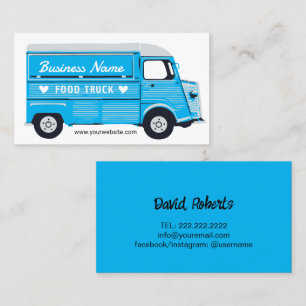 Food Lastbil Street Van Catering Blue Affärskort Visitkort