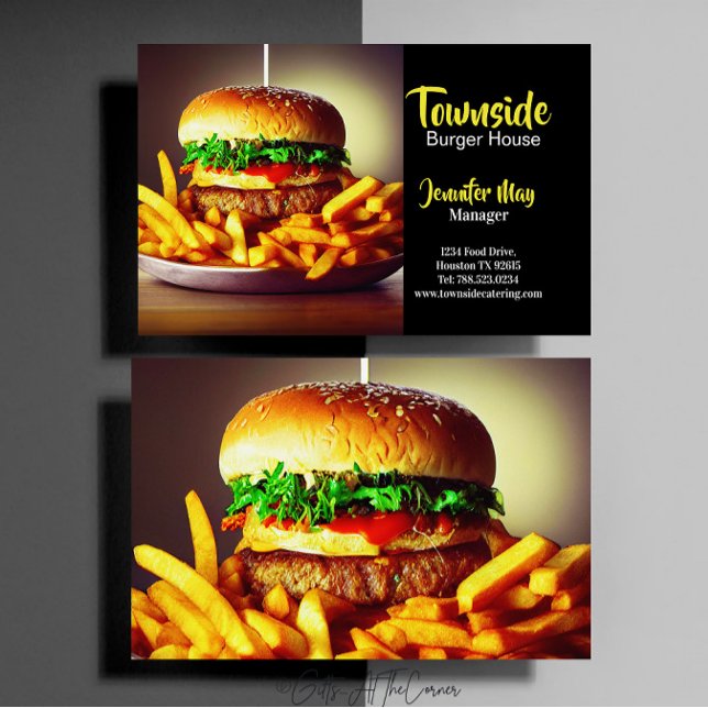 Food Middag Beef Bacon Egg Burger House Restaurant Visitkort (Skapare uppladdad)