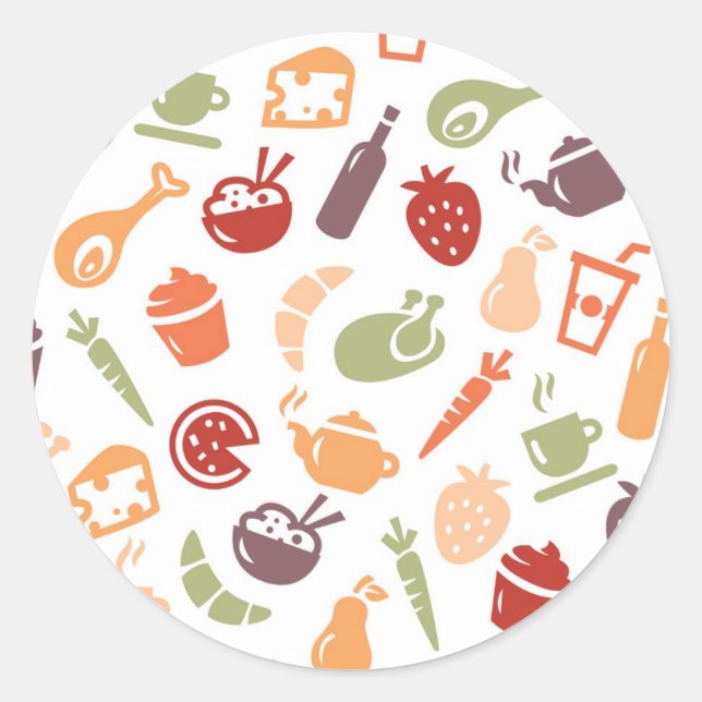 Food Mönster Runt Klistermärke (Framsida)
