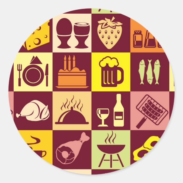 Food Mönster Runt Klistermärke (Framsida)