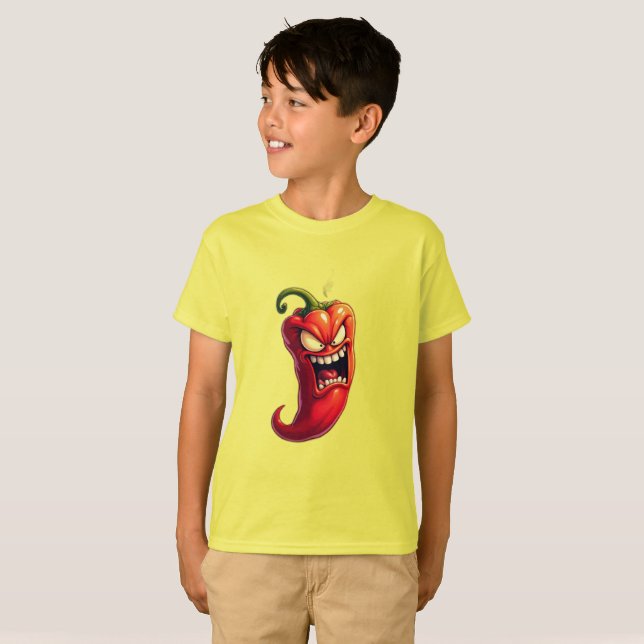 Food Monsters EVIL CHILI PEPPER T Shirt (Hel framsida)