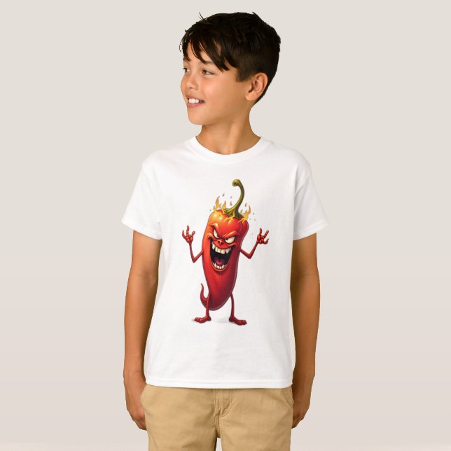 Food Monsters EVIL CHILI PEPPER T Shirt (Hel framsida)