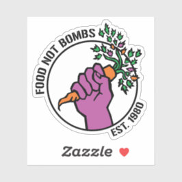 Food Not Bombs logotyp med text & år Klistermärken