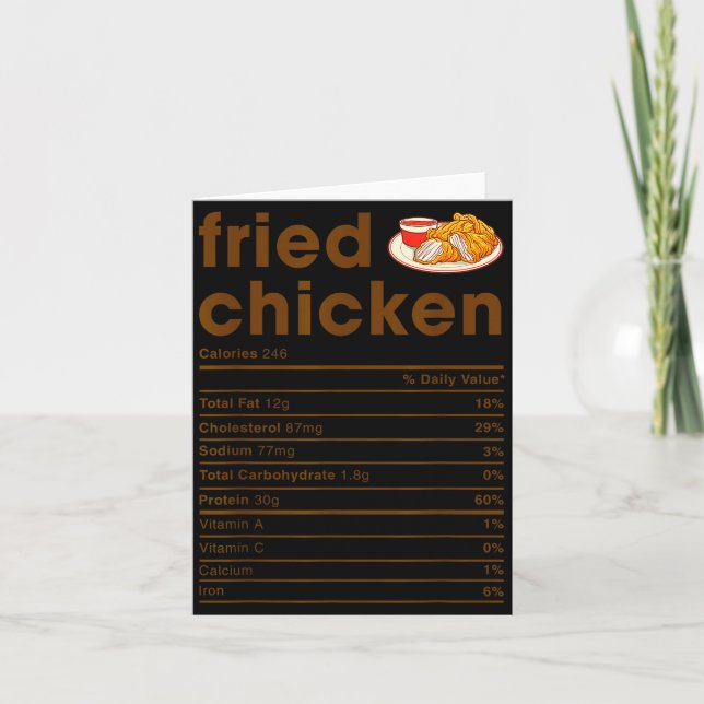Food Nutrition Facts Shirts Co. Fried Chicken Nutr Kort (Framsida)