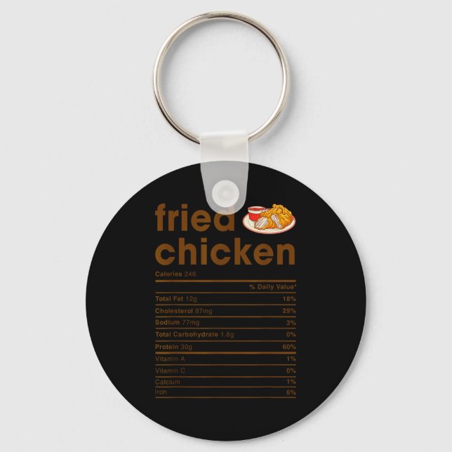 Food Nutrition Facts Shirts Co. Fried Chicken Nutr Nyckelring (Framsida)