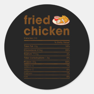 Food Nutrition Facts Shirts Co. Stekt Kyckling När Runt Klistermärke