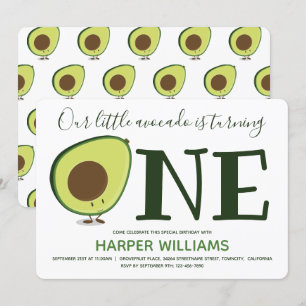 Food One Cute Avocado 1:a födelsedagen Inbjudningar