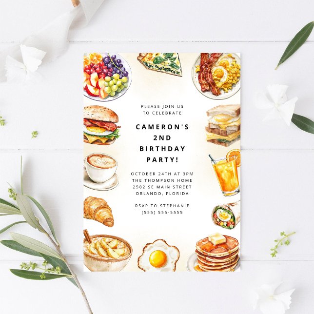 Food Party Watercolor Birthday Invitation Inbjudningar (Skapare uppladdad)